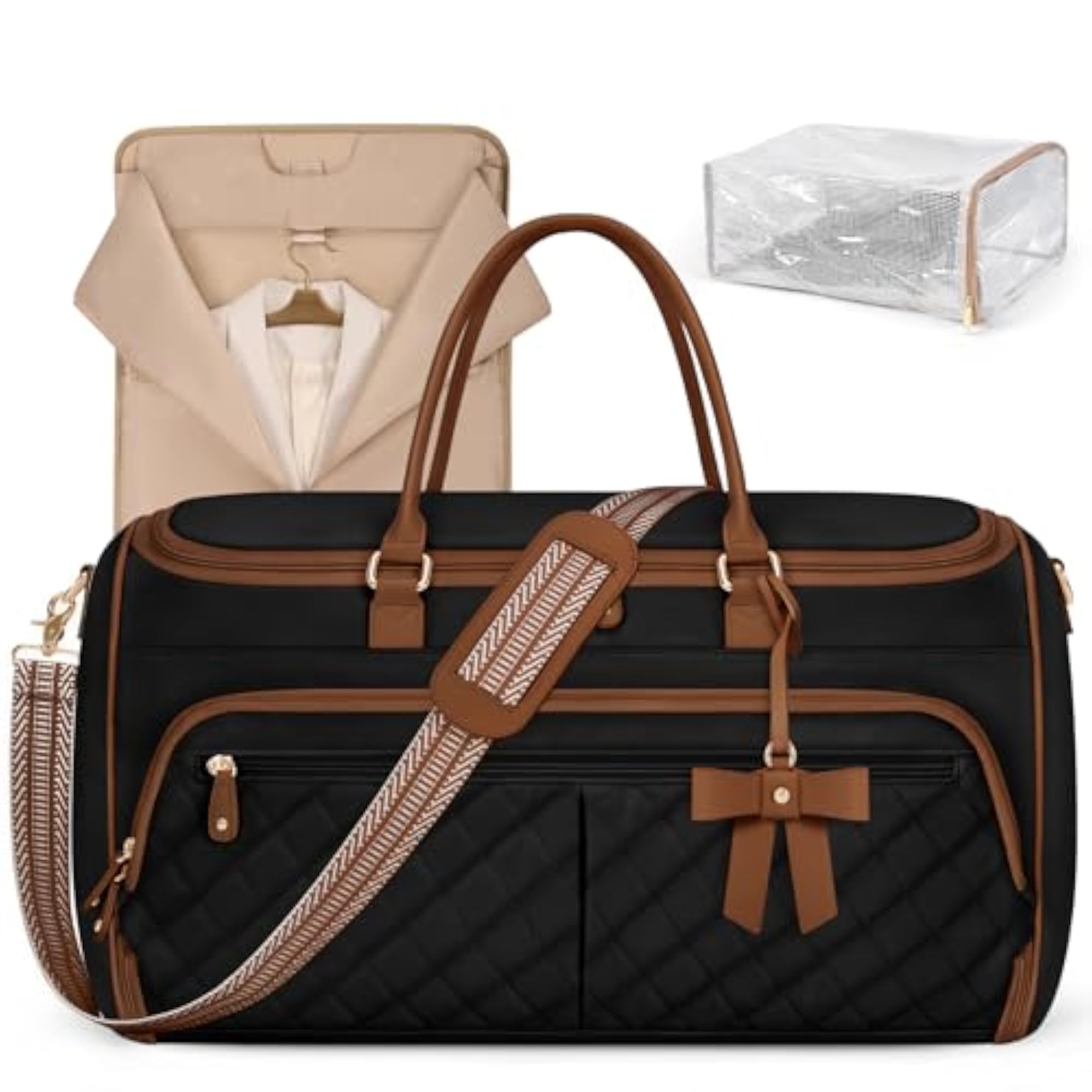 Leather Convertible Garment Duffle Bag for Women
