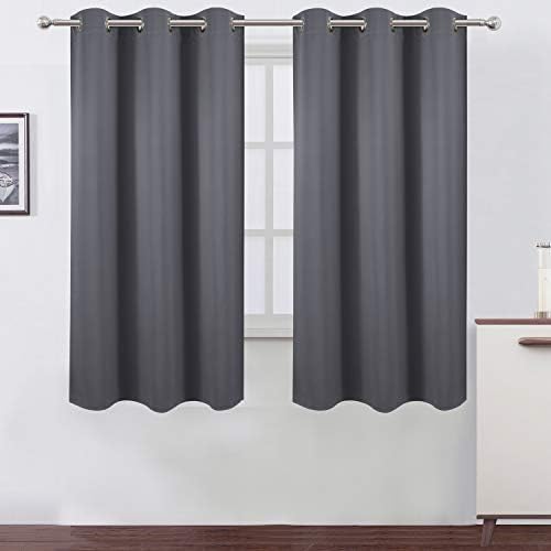 LEMOMO Grey Thermal Blackout Curtains/42 x 63 Inch/Set of 2 Panels Room Darkening Curtains for Bedroom