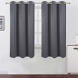 LEMOMO Grey Thermal Blackout Curtains/42 x 63 Inch/Set of 2 Panels Room Darkening Curtains for Bedro