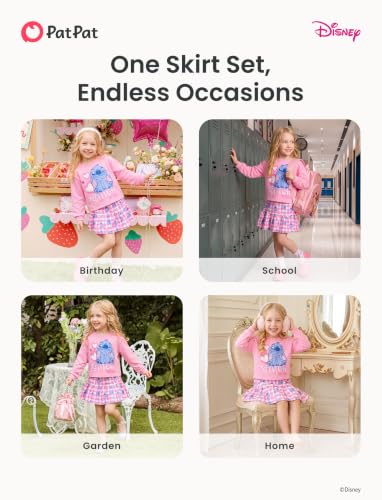 Image of Disney Girls' 2-Piece Outfit Sweatshirt Top & Pleated Skirt Set 2-9Y