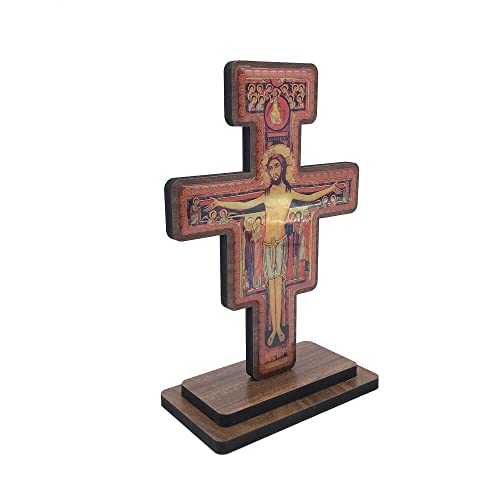 FORNECEDOR 2 - Cruz de São Damião - Crucifixo MDF 17cm - Impressão Gráfica - Religioso - Vertical -