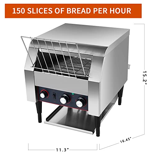 Commercial Toaster Commercial Conveyor Toaster, 7 Bread Shade Settings Bread Toaster, 300 Slices / Hour With Wide Slot and Removable Crumb Tray for Restaurant Home Office (1340W) - Thumbnail 6