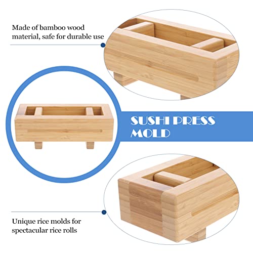 Yardwe Wood Sushi Press Mold Oshizushi Mold Box Bamboo Sushi Maker Tool Diy Wood Sushi Making Kit For Home Sushi Rice Roll Mold Tool Set #TOP3