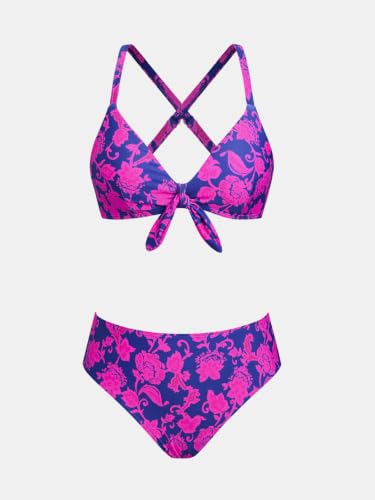 Image of CUPSHE Women's Two Piece Bikini Set Floral Print Knot Bunny Tie