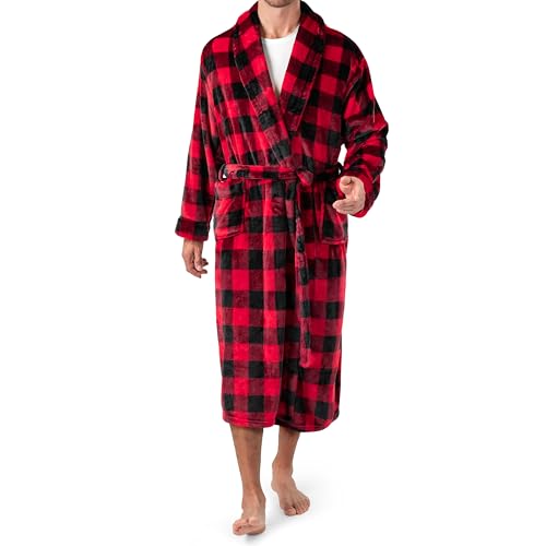 PAVILIA Mens Soft Robe | Warm Fleece Robes for Men, Soft Spa Bathrobe with Shawl Collar and Pockets2