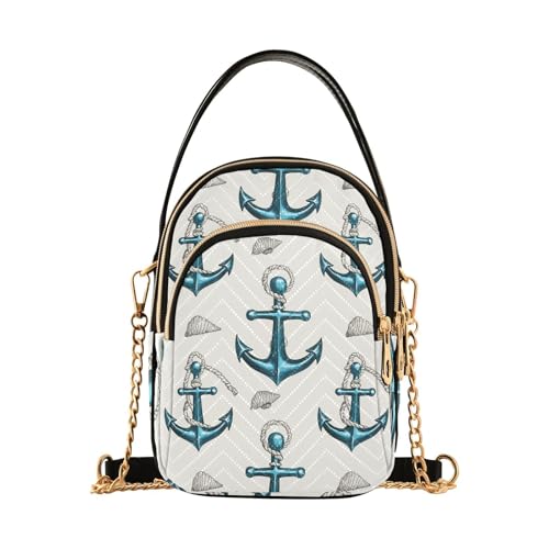 Blue Anchor Shell Crossbody Bag for Women Shoulder Handbag Ladies Purse Cell Phone Tote Bags2