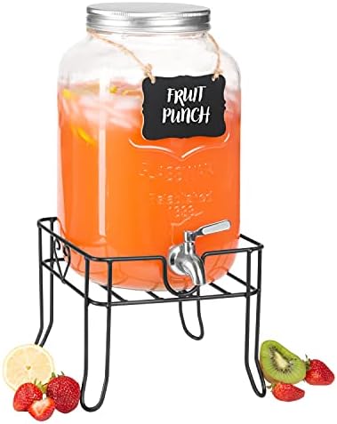 Basicwise 2-Pieces Glass Drink Dispenser Set With Metal Stand, Stainless Steel Spigots And Chalkboard Signs QI004713.CHK - The Home Depot - View #9