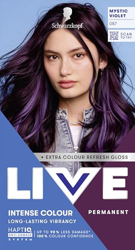 Schwarzkopf LIVE Intense Colour 087 Mystic Violet Long-lasting Permanent Violet Hair Dye With Extra Colour Refresh Gloss