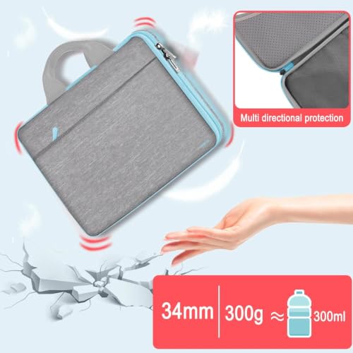 Image of Hseok Laptop Case 13.3-14 Inch Sleeve,TSA Shockproof Computer Handbag,Compatible with MacBook Neo /Pro 14 M5 /M4 /M3 /M2 /M1,All Models 13.3 inch MacBook Air /Pro,XPS 13 /14,Most 13-14 Notebooks,Light Gray-Blue