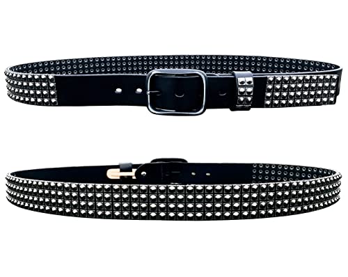 Mens Full Grain Leather Belt Studded Belts for Men Jeans Casual 1 1/2" Wide Wide2