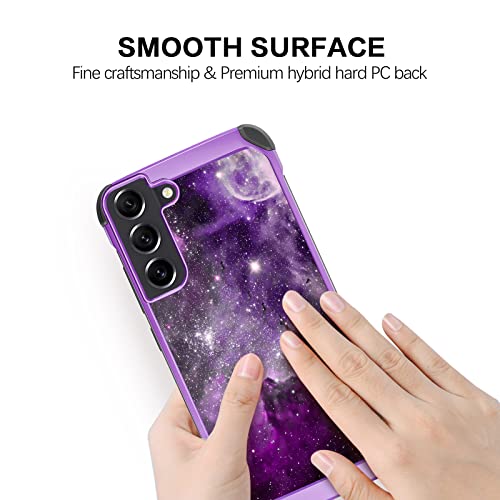 Bentoben Samsung Galaxy S22 Case, Slim Glow In The Dark Shockproof Protective 2 In 1 Hybrid Hard Pc Soft Tpu Bumper Cover Nebula Space Design Dual Layer Phone Case For Samsung S22 6.1" 2022, Purple #TOP7