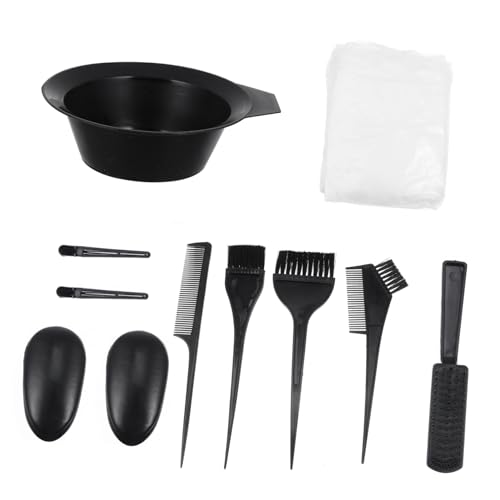 HONITANO 11 pièces Kit de Teinture Cheveux avec Bol à Poignée et Pinceaux Outils Durables pour Coloration Maison et Salon Adapté à Tous Types de Cheveux Noir