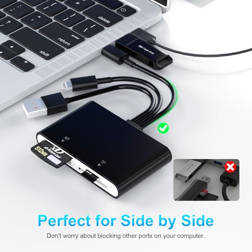 Lecteur de carte SD TF MS XD multi-embouts pour iPhone 16 et Mac