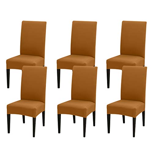Jqinhome 6 Pcs Dining Chair Slipcover,High Stretch Removable Washable Chair Seat Protector Cover For Home Party Hotel Wedding Ceremony (Camel) #TOP10