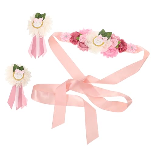 MUSISALY Cinturón de Maternidad Floral Ajustable para Embarazo Set de 3 Piezas Diseño de Flores para Shower y Sesión de Fotos Accesorio Ligero y Cómodo para Fiestas y Eventos
