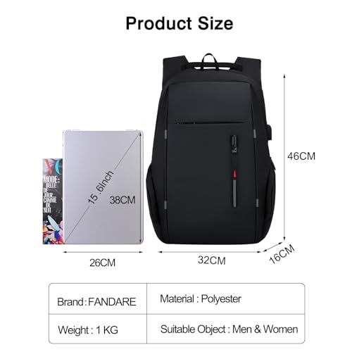 New Men Business Backpack Women Laptop Backpack Travel Airline Approved Carry On Bags for Airplanes Gym Bag with USB Daypacks College Travel Essentials Durable Polyester Black3
