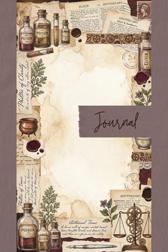 Vintage Steampunk Alchemist Junk Journal Pages - 6x9 Apothecary Scrapbooking Paper - 100 Decorative Writing Sheets with Poison Bottles, Elixirs, Herbs and Victorian Scales image 2