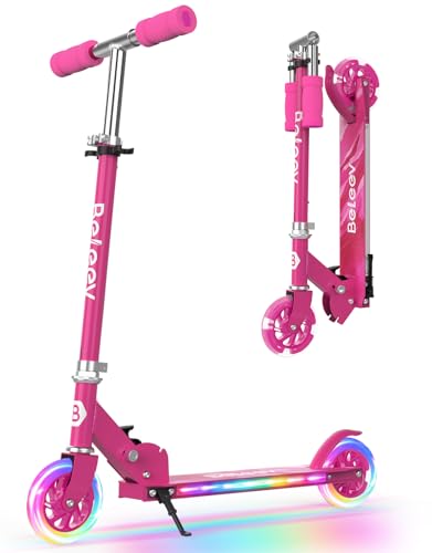 BELEEV V1Plus Patinete Niño Niña 3-12 Años, Plegable Patinete Infantil con LED Luce Ruedas & Deck, 3 Altura Ajustable, Soportes, Cubierta Antideslizante, Ligero Marco Resistente, Scooter for Kid