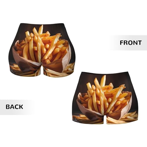 French Fried Potatoes Pattern Sports Shorts, high Elastic Slim Fitness Pants, Suitable for Yoga/Leisure/Daily wear3