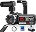 Videokamera 8K Camcorder 64MP WiFi Vlogging Kamera mit IR Nachtsicht für YouTube, 3-Zoll-Touchscreen, 18X Digitalzoom Webcam Camera mit Mikrofon,Stabilisator,Fernb... 64GB SD Karte und 2 Akkus