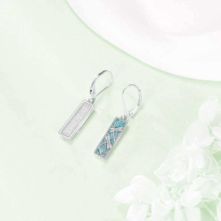 Turquoise Hummingbird/Butterfly/Dragonfly Earrings Sterling Silver Turquoise Drop Dangle Earrings Animal Jewelry Gifts for Women - Image 2