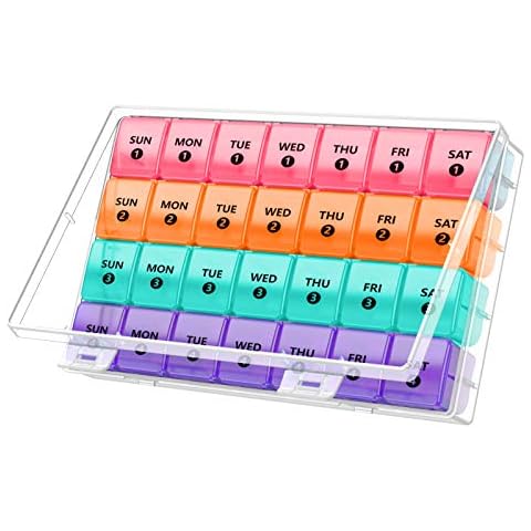 DANYING XL Monthly Pill Organizer 1 Time a Day with Dust-Proof Case, Extra Large 4 Weeks Pill Box Once a Day, 28 Days Pill Container 1 Per Day, Weekly Vitamin Case, Daily Medicine Organizer Cover