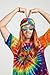 Gionforsy Hippie Costume Outfit for Men Women 60s 70s Costume Accessories T-shirt Peace Necklace for Halloween Costume Party (Colorful, M)