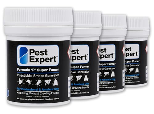 Pest Expert Formula ‘P’ Super Fumer Bed Bug Killer Smoke Bomb 4 x 11g - Maximum Strength Treatment Bed Bug Bombs for Fast-Acting Effective Control, Professional Strength for Approved Amateur Use