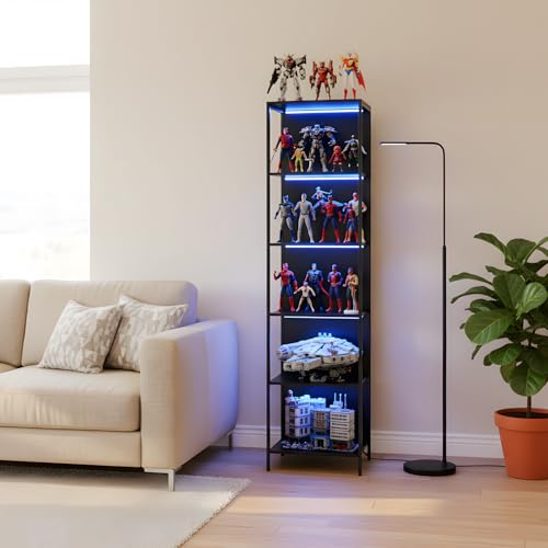 EGGREE Offene Sammlervitrine mit LED-Beleuchtung,Regal mit 6 LED...