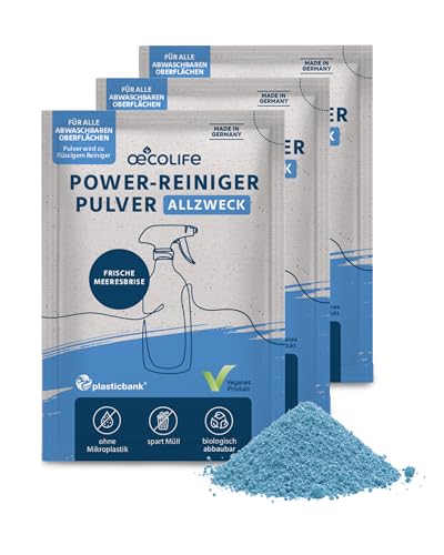 œcolife Allzweckreiniger Pulver, 3x500ml Ansatz, biologisch abbaubar, plastikfrei