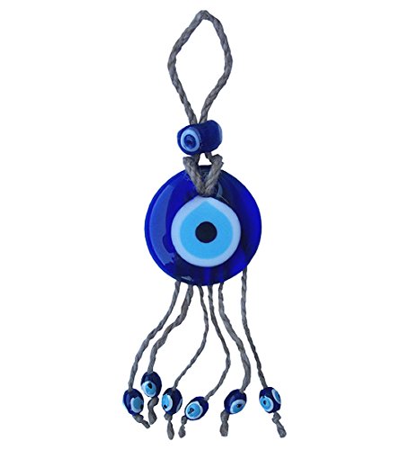Makrome İpi Örgülü Cam Nazar Boncuğu, Nazarlık, Duvar Süsü, Hediyelik, Dekoratif Süs (3" - 8.5 cm)