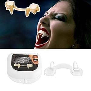 Retractable Vampire Fangs, Halloween Vampire Fangs Teeth,Silicone Horrifying Vampire Fangs Teeth Realistic Reusable Scary Costume Decoration Fake False Teeth for Themed Party,Cosplay (1 Pcs)