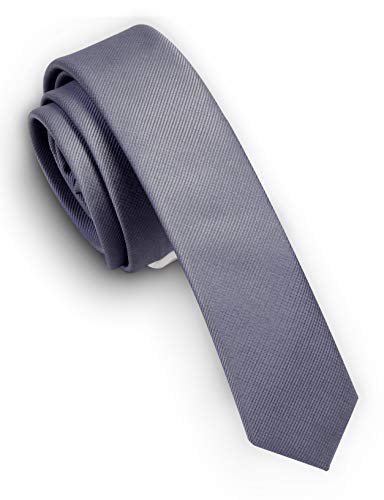 GUSLESON 4cm Gray Ties For Men Solid Skinny Tie Slim Thin Necktie (0801-05)