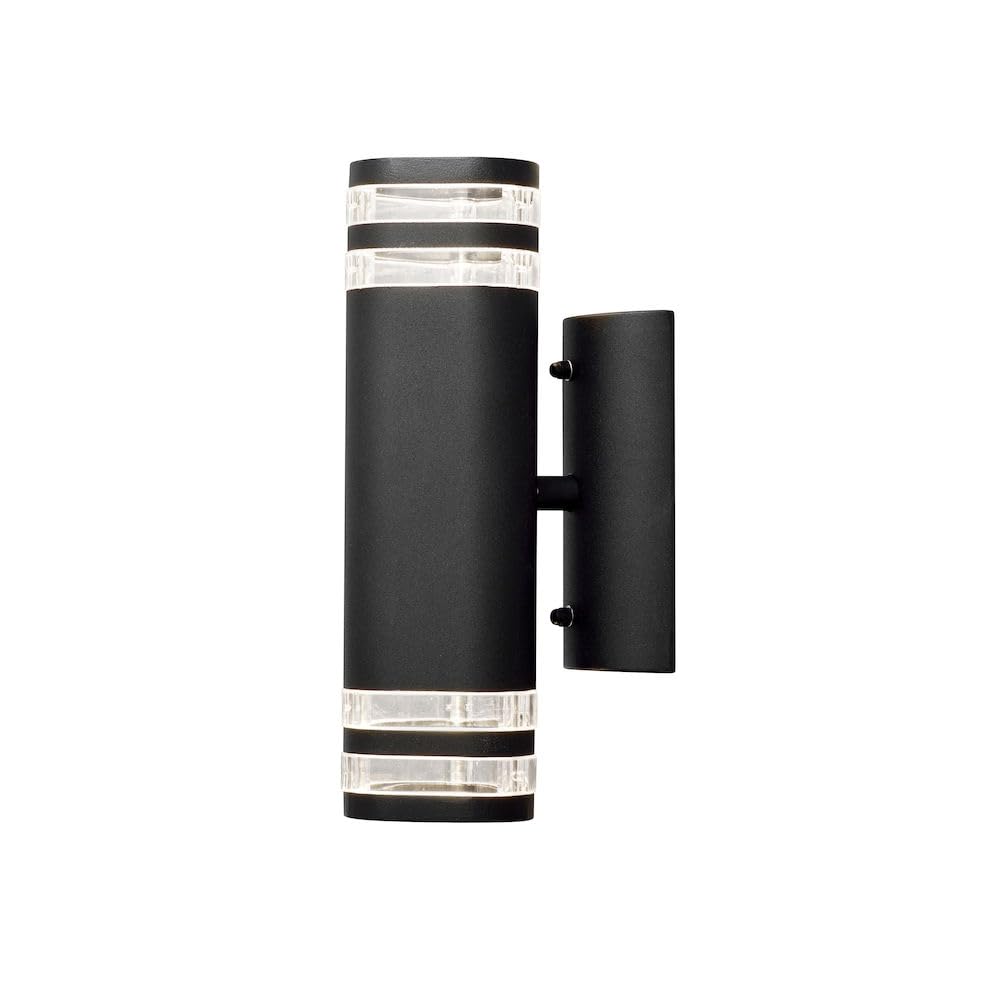 Konstsmide Outdoor Wall Lights Mains Powered/Modena Light Double Up Down/2 x 35 W GU10 Max Lamp/Clear Acrylic Lens/Aluminium/IP44/Outside Light Matt Black