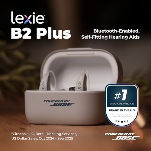 Image of Lexie B2 Plus OTC Hearing Aids Powered by Bose | Bluetooth Call Enabled for iOS | Rechargeable with Invisible Fit | Mild to Moderate Hearing Loss | Noise Reduction Sound innovated by BOSE (Light Gray)