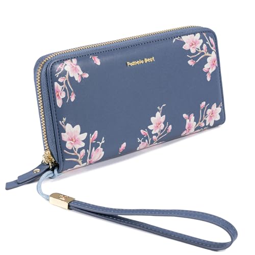 Pomelo Best Womens Wallet RFID Blocking Leather Multi Credit Card Large Capacity Wristlet Zip Around Long Wallets for Lady - Main Image