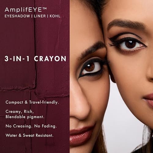 Image of HYUE AmplifEYE 3-in-1 EYE Crayon | Eyeshadow - Liner - Kohl | Plum Drip | Creamy Multi-Use Stick with in-built Sharpener and Smudger | High-Pigment Formula with Vitamin E & Jojoba Oil