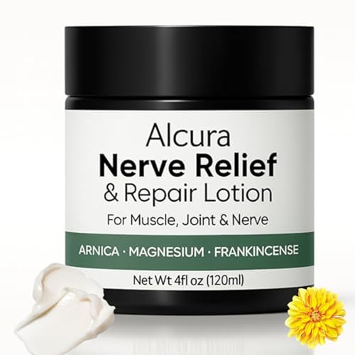 Alcura Nerve Cream Alcuras Neuropathy Lotion with Arnica & Magnesium Daily Soothing Moisturizing Suitable for Knee Lumbar Joint Neck Hand and Foot 4 fl oz