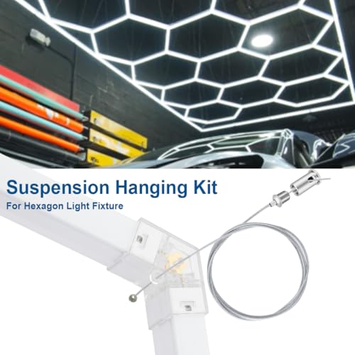 Teemyaa 20 Sets Hanging Wire Cable Kit for Hexagon Garage Light, 3.28ft Honeycomb Pendant Mounting Hardware, Adjustable Wire Rope for Suspension Hex Lighting Fixture