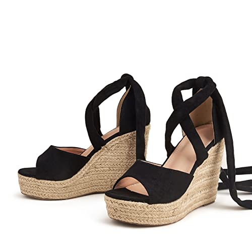 Sandales compensées noires taille 41 avec semelle soft amortissante