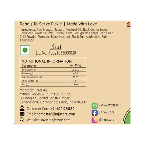 JhaJi - Taste of Mithila Aam ka Sookha Bharua Achar | Dry Stuffed Mango Pickle, Bihari Style | Homemade, Sun-Dried, Tangy & Salty | With Little Oil & Bold Masala | 500G Plastic Jar