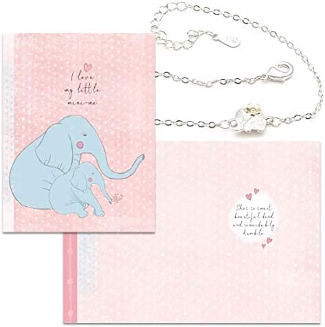 Miniatura 4 de Smiling Wisdom - Juego de tarjeta de felicitación y recuerdo especial para hermanas - Día de San Valentín (elefante dorado plateado)