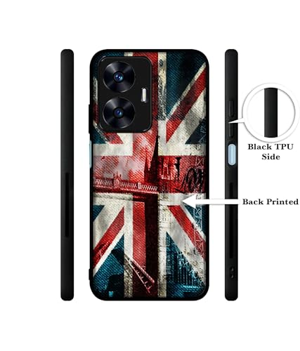 Image of London Flag Wallpaper Design Premium 2D Printed Metal Back Case Cover for Realme C55 4G / Narzo N55 4G