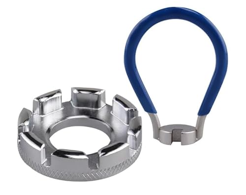 Brambleco Silver And Blue 6 In 1 Bike Tools - Bicycle Spoke Wrench Tool - Bike Repair Kit With Spoke Wrench & Rim Correction Tool - 10-15 Gauge Spanner For Bicycle - Electric Vehicle Wheel Maintenance (Silver+Blue) - Perfect