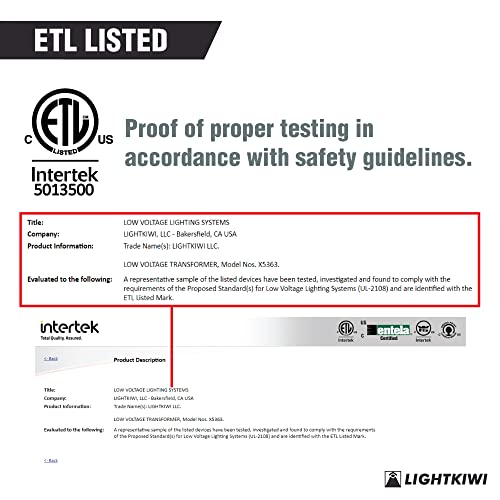 Lightkiwi X5363 600 Watt (12V-14V-16V-18V-20V-22V Ac) Multi-Tap Low Voltage Transformer, Weatherproof For Pathway, Spotlight And Outdoor Landscape Lighting, Etl Listed #TOP5