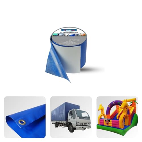 Image of PVC Tarpaulin Repair Tape for Quick Fixes | Self-adhesive and Waterproof | Best for Tarpaulin Repair, Pond lining, Fish tank, and Truck cover (9.5cm x 5m, length, Blue)