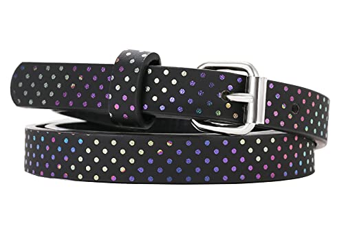 Ovogbee Belt For Girl 3 Pack Fashion Pu Leather Kid Graffiti Girl Belt Black Pink Green Medium #TOP3