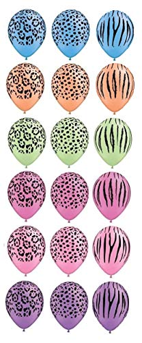 Qualatex Neon Safari Assortment Latex Balloons, 11-Inch 25 Per Pack