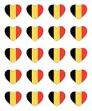Fabricado en Alemania Pegatinas de 25 mm, 20 unidades, diseño de bandera de Bélgica, diseño de corazón, 20 unidades de vinilo de 25 mm, resistente a la intemperie, para coche, portátil, casco, maleta, decoración