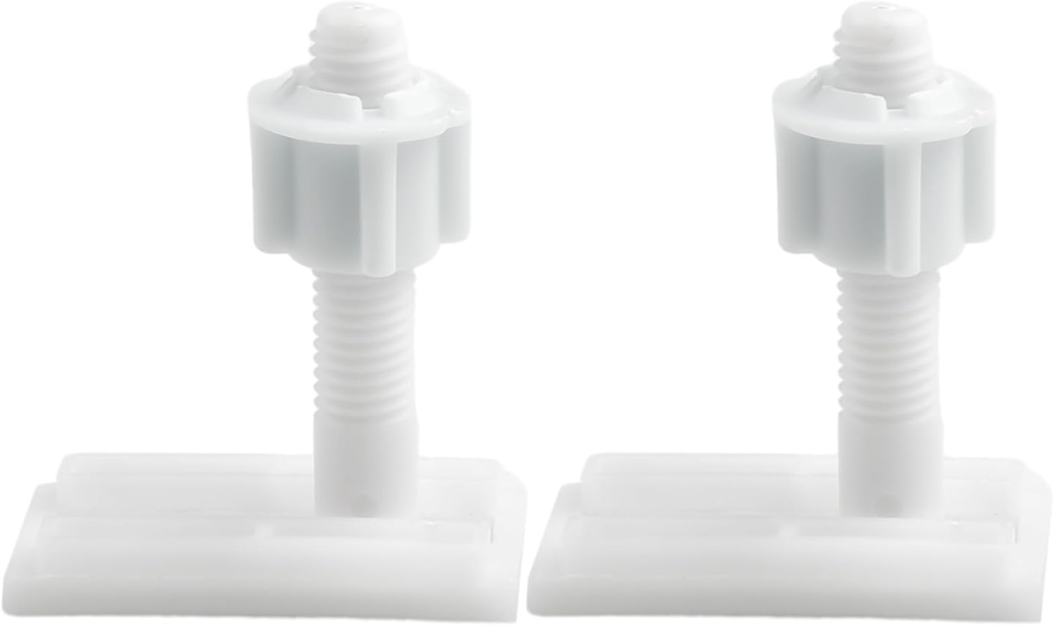 Standard Toilet Seat Mounting Hardware Kit, White Plastic Hinge Replacement Parts, With Bolts Screws, Washers Sliding Plates, For Bathroom 2 Sets (B)